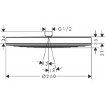 Shower head Wall-mounted / Ceiling-mounted 26x26 material: Brass, style: 1 spray 260, EcoSmart, color: Chrome surface: Glossy Overhead showers
