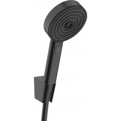Shower head W/ hose and holder 3 jets 105 Relaxation & Isiflex 1,60m, color: Black surface: Matt