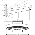Shower head Wall-mounted 36x36 material: Brass, style: 3 sprays 360, color: Black surface: Matt Overhead showers