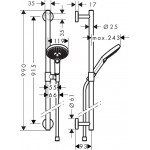 Shower slider rail 90cm material: Brass with hand shower & hose, color: Chrome surface: Glossy Shower slider rails