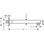 Βραχίονας 24cm επίτοιχος τύπος από ορείχαλκο, χρώμα: Χρωμέ επιφάνεια: Γυαλιστερή Βραχίονες κεφαλής ντους
