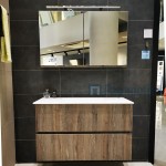 Bathroom furniture set with washbasin 99x45x60 material: Wood composite wall mounted, color: Chestnut wood Bathroom furniture sets
