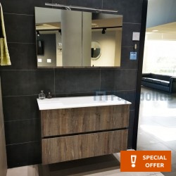 Bathroom furniture set with washbasin 99x45x60 material: Wood composite wall mounted, color: Chestnut wood Bathroom furniture sets