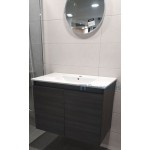 Furniture base with washbasin 80x43x60 material: Wood composite 1 basin wall mounted dark grey, color: Wood Grey Cabinets with wash basin Furniture base with washbasin 80x43x60 material: Wood composite 1 basin wall mounted dark grey, color: Wood Grey Cabinets with wash basin