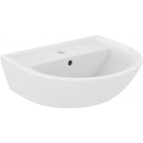 Washbasin Wall-mounted 50x44x16 With 1 bowl With hole in the middle With overflow / no pedestal material: Porcelain, color: White surface: Glossy Wall-mounted Washbasin Wall-mounted 50x44x16 With 1 bowl With hole in the middle With overflow / no pedestal material: Porcelain, color: White surface: Glossy Wall-mounted