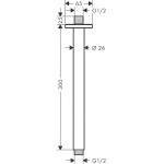 Arm 30cm Ceiling-mounted material: Brass, color: Chrome surface: Glossy Shower arms