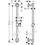 Shower slider rail 90cm material: Brass Comfort Simple, color: Chrome surface: Glossy Shower slider rails