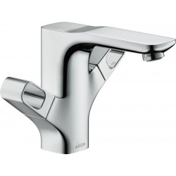 Wash basin tap Deck-mounted dual-level L size material: Brass With pop-up waste set 120, color: Chrome surface: Glossy Deck-mounted