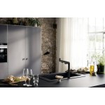 Kitchen tap Deck-mounted material: Brass with water filter, color: Black surface: Matt