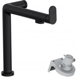 Kitchen tap Deck-mounted material: Brass with water filter, color: Black surface: Matt