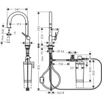 Kitchen tap Deck-mounted material: Brass with shower with water filter, color: Chrome surface: Glossy Deck-mounted