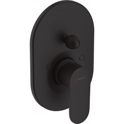 Shower tap Wall-mounted external part 2 way material: Brass mixer With plate without hand shower, hose and holder, color: Black surface: Matt Wall-mounted - external part