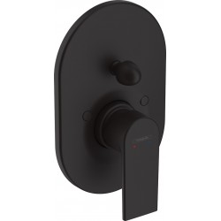Shower tap Wall-mounted external part 2 way material: Brass mixer With plate without hand shower, hose and holder, color: Black surface: Matt Wall-mounted - external part