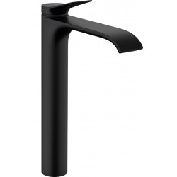 Wash basin tap Deck-mounted for free-standing washbasin material: Brass mixer waterfall (cascatta) With pop-up waste set 250, color: Black surface: Matt Deck-mounted