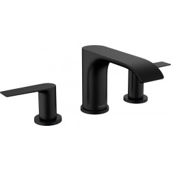 Wash basin tap Deck-mounted dual-level material: Brass waterfall (cascatta) With pop-up waste set Μ size 90, color: Black surface: Matt