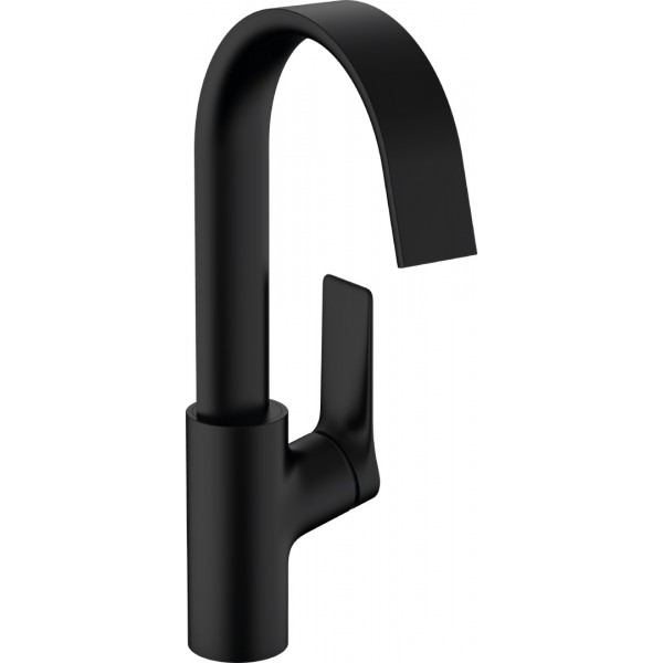 Wash basin tap Deck-mounted L size material: Brass mixer waterfall (cascatta) With pop-up waste set 210, color: Black surface: Matt Deck-mounted Wash basin tap Deck-mounted L size material: Brass mixer waterfall (cascatta) With pop-up waste set 210, color: Black surface: Matt Deck-mounted