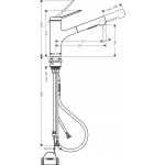 Kitchen tap Deck-mounted material: Brass with shower, color: Chrome surface: Glossy Deck-mounted