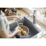 Kitchen tap Deck-mounted material: Brass with shower, color: Chrome surface: Glossy Deck-mounted