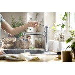 Kitchen tap Deck-mounted material: Brass with shower, color: Chrome surface: Glossy Deck-mounted