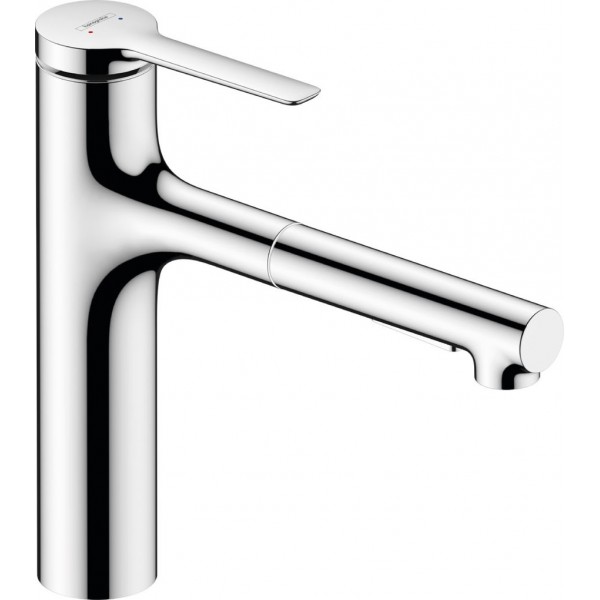 Kitchen tap Deck-mounted material: Brass with shower, color: Chrome surface: Glossy Deck-mounted