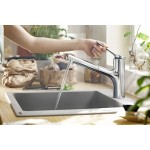 Kitchen tap Deck-mounted material: Brass with shower, color: Chrome surface: Glossy Deck-mounted