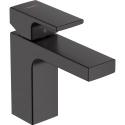 Wash basin tap Deck-mounted material: Brass mixer With pop-up waste set Μ size 100, coolstart, color: Black surface: Matt Deck-mounted