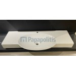 Washbasin for furniture 120x46x11 material: Porcelain With one hole Without overflow, color: White surface: Glossy Furniture basins Washbasin for furniture 120x46x11 material: Porcelain With one hole Without overflow, color: White surface: Glossy Furniture basins