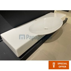 Νιπτήρας ένθετος 120x46x11 από πορσελάνη με μία οπή χωρίς υπερχείλιση, χρώμα: Λευκό επιφάνεια: Γυαλιστερή Ένθετοι