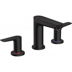 Wash basin tap Deck-mounted dual-level material: Brass With pop-up waste set Μ size, color: Black surface: Matt