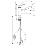 Kitchen tap Deck-mounted material: Brass with shower, color: Chrome surface: Glossy Deck-mounted