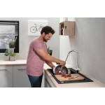 Kitchen tap Deck-mounted material: Brass with shower, color: Chrome surface: Glossy Deck-mounted