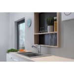 Kitchen tap Deck-mounted material: Brass with shower, color: Chrome surface: Glossy Deck-mounted