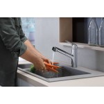 Kitchen tap Deck-mounted material: Brass with shower, color: Chrome surface: Glossy Deck-mounted