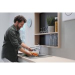 Kitchen tap Deck-mounted material: Brass with shower, color: Chrome surface: Glossy Deck-mounted