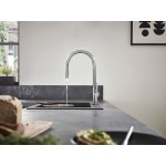 Kitchen tap Deck-mounted material: Brass with shower, color: Chrome surface: Glossy Deck-mounted