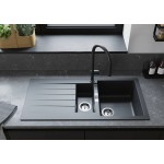 Kitchen tap Deck-mounted material: Brass With Pull-Out Spray 1 jet, color: Black surface: Matt Deck-mounted