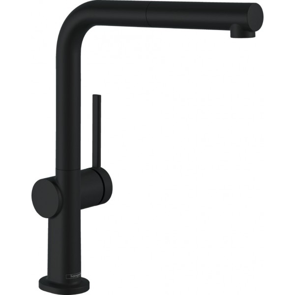 Kitchen tap Deck-mounted material: Brass With Pull-Out Spray 1 jet, color: Black surface: Matt Deck-mounted