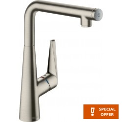 Kitchen tap Deck-mounted material: Brass start/stop Stainless Steel Finish, color: Chrome surface: Brushed