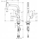 Kitchen tap Deck-mounted material: Brass with shower, color: Chrome surface: Glossy Deck-mounted