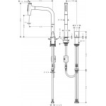 Μπαταρία κουζίνας επικαθήμενη από ορείχαλκο με ντους 200, 2 οπών, pull-out 2 ροών, χρώμα: Χρωμέ επιφάνεια: Γυαλιστερή Επικαθήμενες
