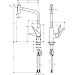 Kitchen tap Deck-mounted material: Brass with shower, color: Chrome surface: Glossy Deck-mounted