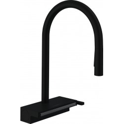 Kitchen tap Deck-mounted material: Brass with shower, color: Black surface: Matt