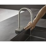 Μπαταρία κουζίνας επικαθήμενη από ορείχαλκο με ντους 170, pull-out 3 ροών, με καταρράκτη SatinFlow & κουτί σπιράλ sBox & στραγγιστήρι, Stainless Steel Finish, χρώμα: Χρωμέ επιφάνεια: Βουρτσισμένη Επικαθήμενες