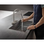 Μπαταρία κουζίνας επικαθήμενη από ορείχαλκο με ντους 170, pull-out 3 ροών, με καταρράκτη SatinFlow & κουτί σπιράλ sBox & στραγγιστήρι, Stainless Steel Finish, χρώμα: Χρωμέ επιφάνεια: Βουρτσισμένη Επικαθήμενες