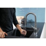 Kitchen tap Deck-mounted material: Brass with shower, color: Chrome surface: Glossy Deck-mounted