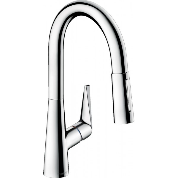 Kitchen tap Deck-mounted material: Brass with shower, color: Chrome surface: Glossy Deck-mounted