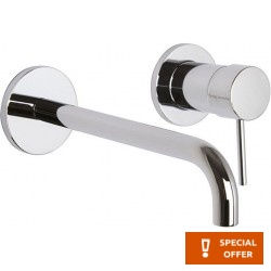 Wash basin tap Wall-mounted concealed - complete set 2 holes material: Brass With push-open waste set 20,2cm, color: Chrome surface: Glossy