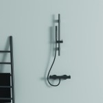Βέργα ντους 60cm από ορείχαλκο stick, magnetic grey με τηλέφωνο & σπιράλ, χρώμα: Γκρι επιφάνεια: Βουρτσισμένη Βέργες ντους