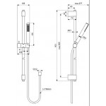 Shower slider rail 90cm material: Brass stick, silver storm with hand shower & hose, color: Chrome surface: Brushed Shower slider rails Shower slider rail 90cm material: Brass stick, silver storm with hand shower & hose, color: Chrome surface: Brushed Shower slider rails