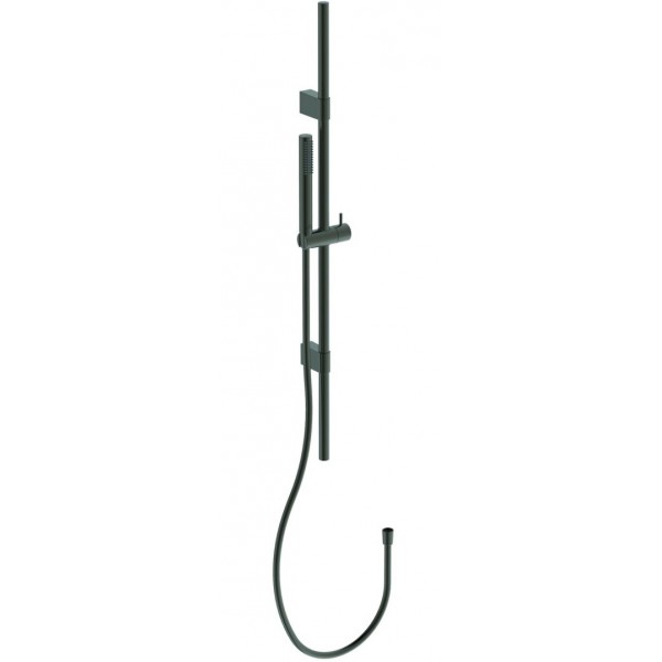 Βέργα ντους 90cm από ορείχαλκο stick, magnetic grey με τηλέφωνο & σπιράλ, χρώμα: Γκρι επιφάνεια: Βουρτσισμένη Βέργες ντους